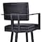 Armen Living Balboa 26" Counter Height Swivel Vintage Black Faux Leather and Metal Bar Stool with Arms LCBBARBABLVB26 - alternate 7